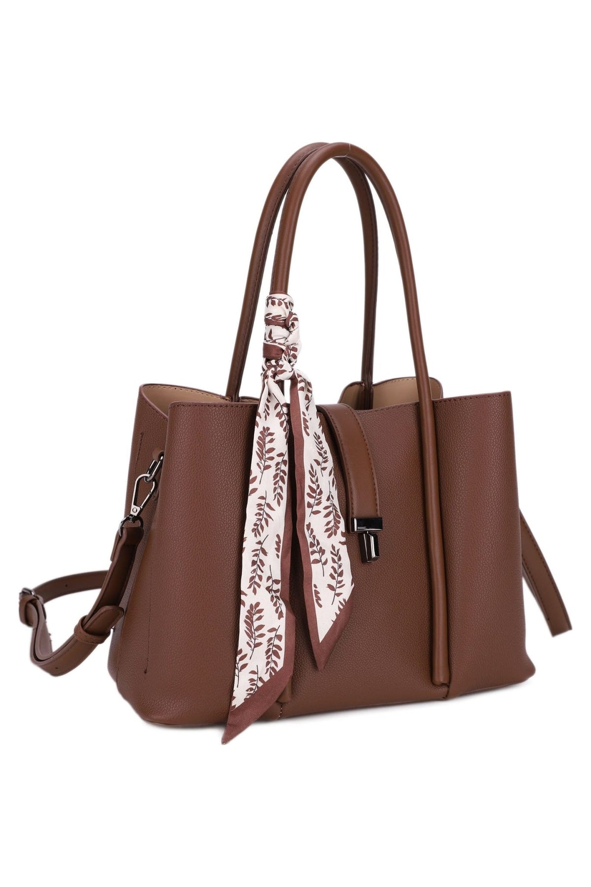 ES60429-6 Elena Structured Satchel with Scarf - MiMi Wholesale