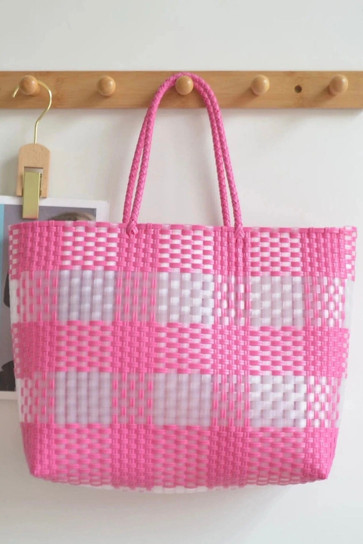 FA0002 Lexi Clear and Woven Tote Bag - MiMi Wholesale