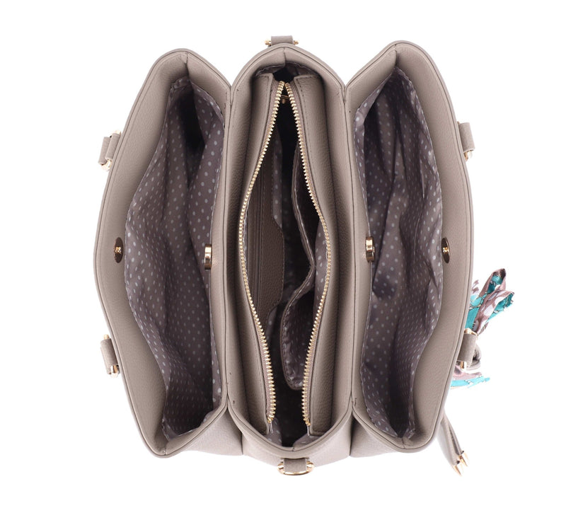 FC30122 Jia Three Compartment Satchel With Bow - MiMi Wholesale