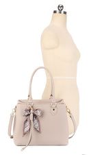 FC30122 Jia Three Compartment Satchel With Bow - MiMi Wholesale