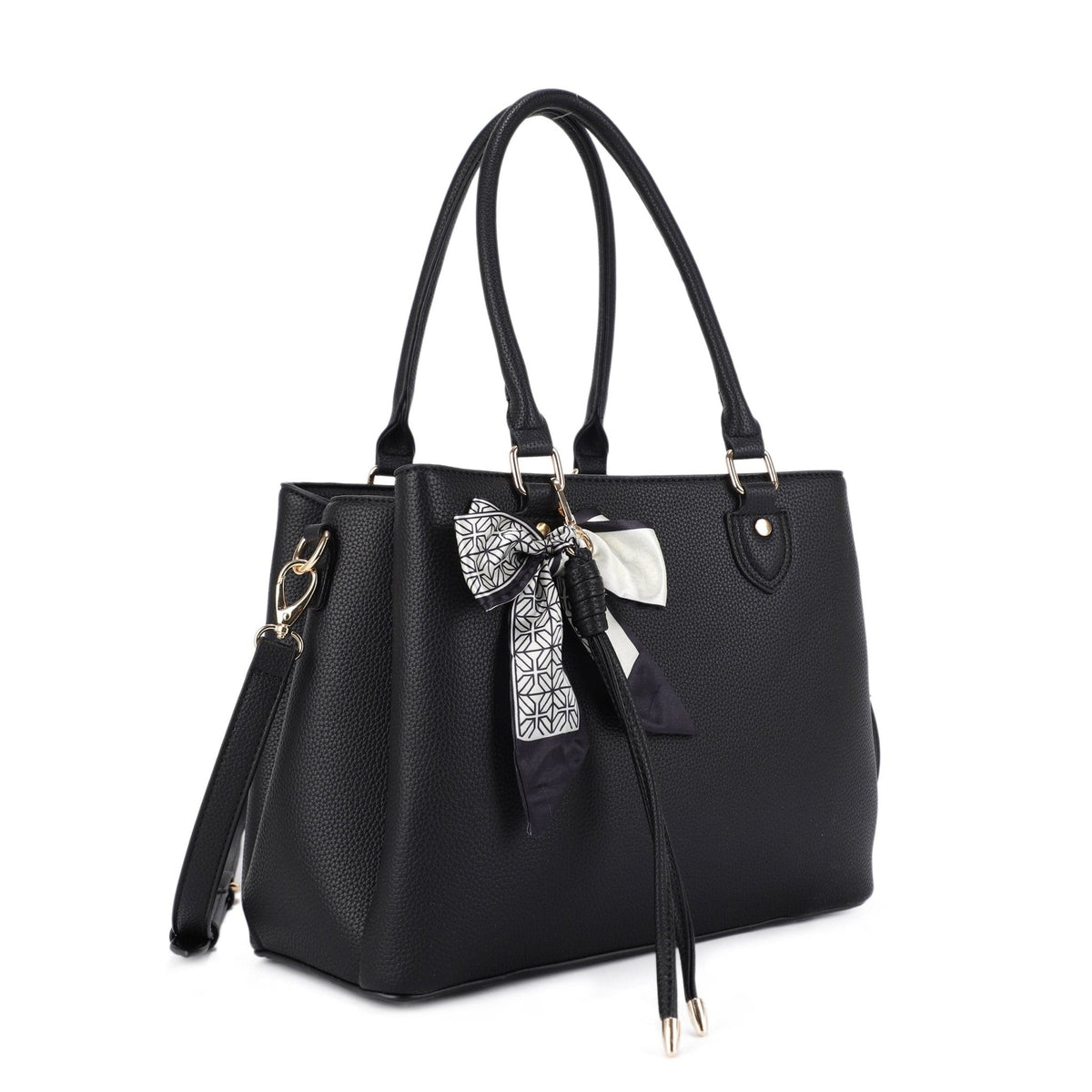 FC30122 Jia Three Compartment Satchel With Bow - MiMi Wholesale