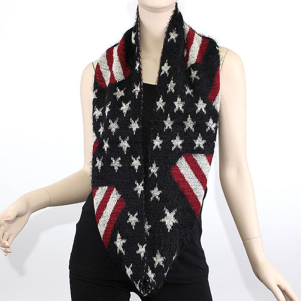 FN20111 Fuzzy American Flag Infinity Scarf - MiMi Wholesale