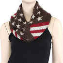 FN20111 Fuzzy American Flag Infinity Scarf - MiMi Wholesale