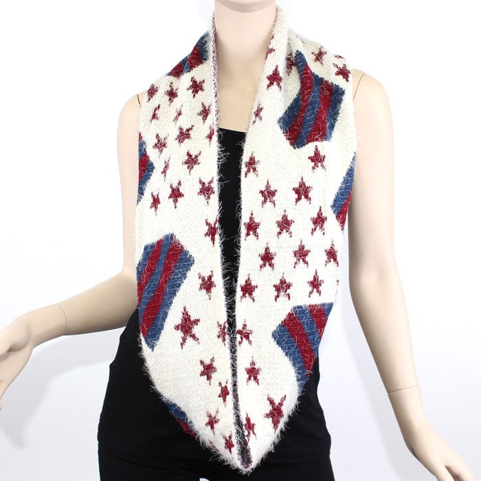 FN20111 Fuzzy American Flag Infinity Scarf - MiMi Wholesale
