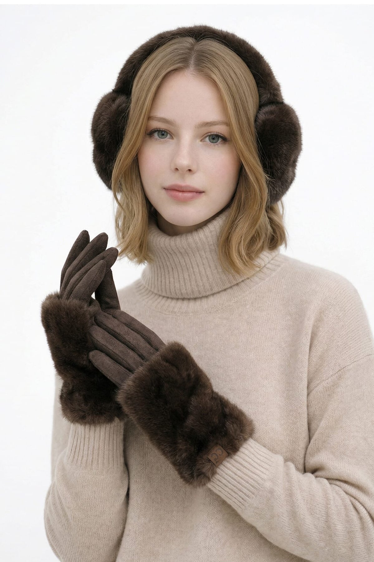 GLC0134 Clara Faux Fur Cuff Gloves - MiMi Wholesale