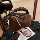 GMS0095 Faux Suede Ruched Handle Crossbody/Satchel Bag - MiMi Wholesale