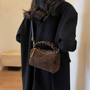 GMS0095 Faux Suede Ruched Handle Crossbody/Satchel Bag - MiMi Wholesale