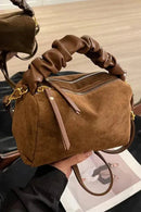 GMS0095 Faux Suede Ruched Handle Crossbody/Satchel Bag - MiMi Wholesale