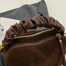 GMS0095 Faux Suede Ruched Handle Crossbody/Satchel Bag - MiMi Wholesale