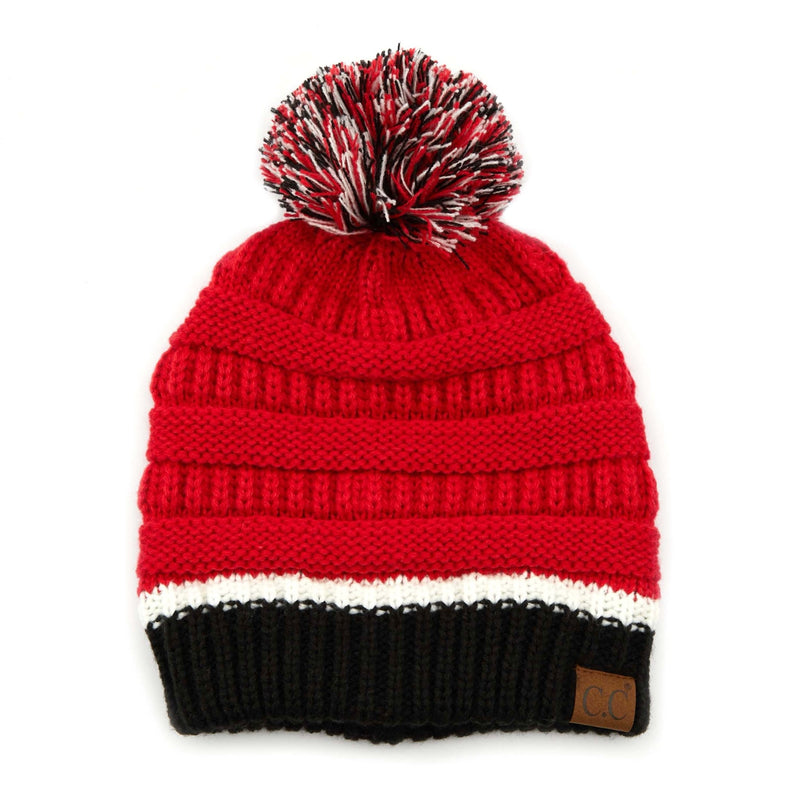 HAT1421/1429 Team Color Ribbed Pom Beanie - MiMi Wholesale