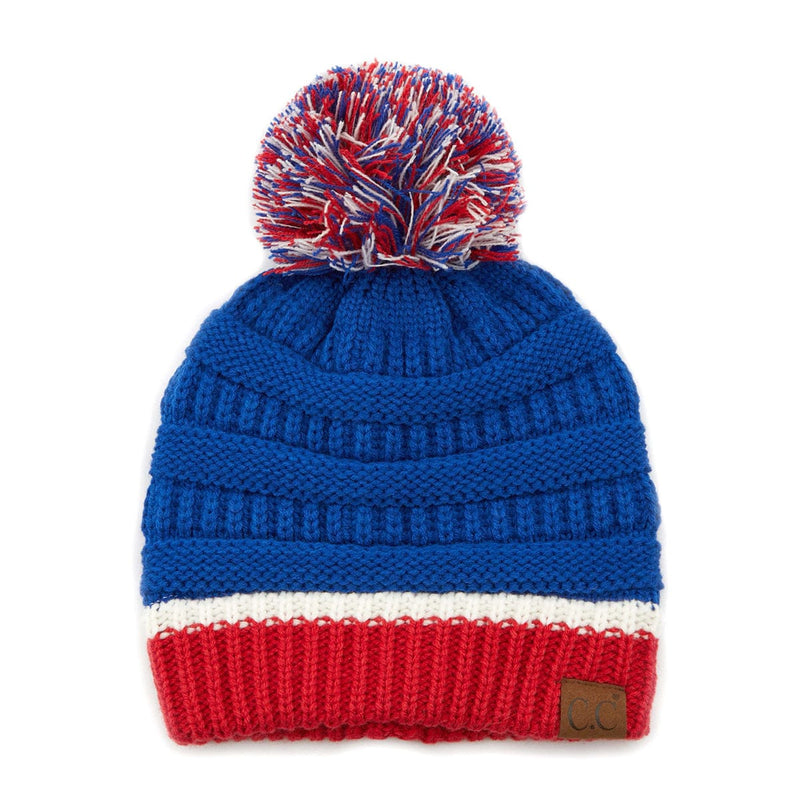 HAT1421/1429 Team Color Ribbed Pom Beanie - MiMi Wholesale