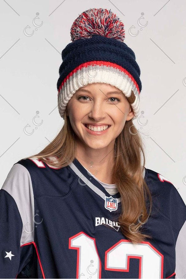 HAT1421/1429 Team Color Ribbed Pom Beanie - MiMi Wholesale