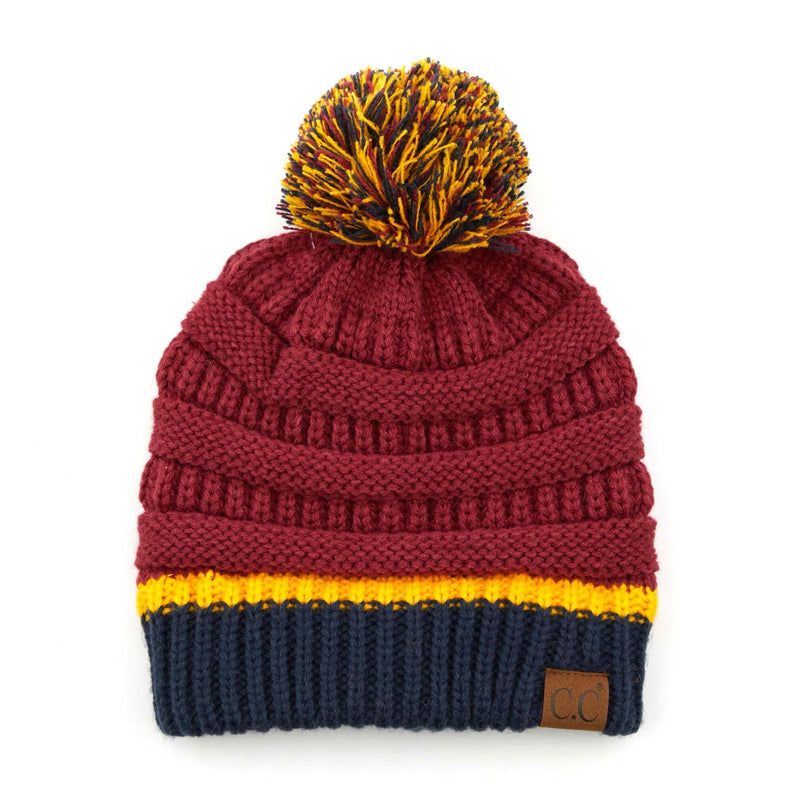 HAT1421/1429 Team Color Ribbed Pom Beanie - MiMi Wholesale