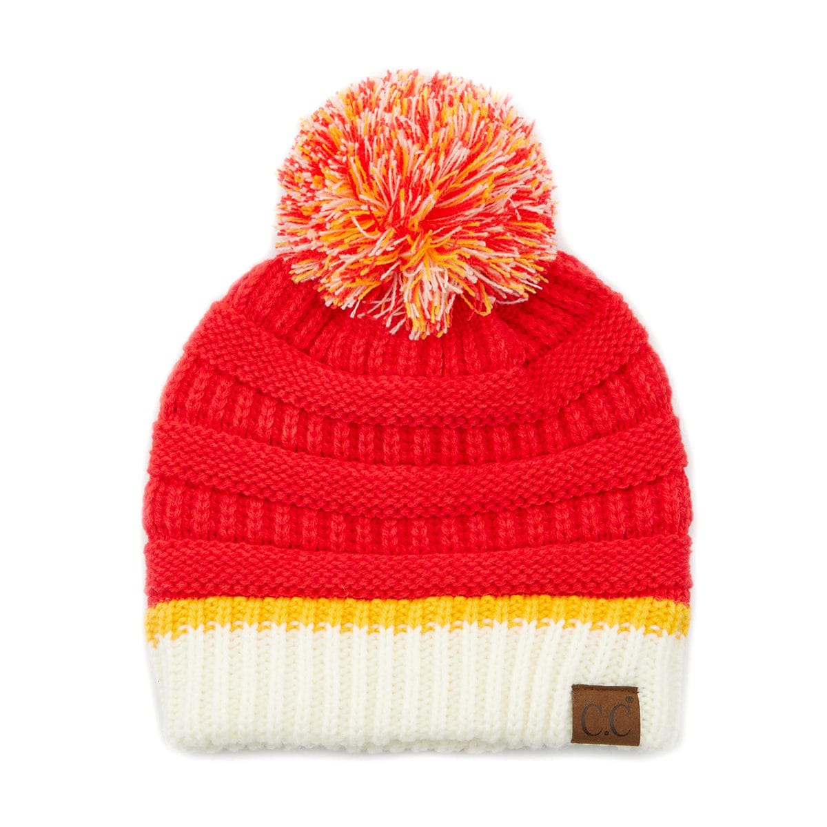 HAT1421/1429 Team Color Ribbed Pom Beanie - MiMi Wholesale