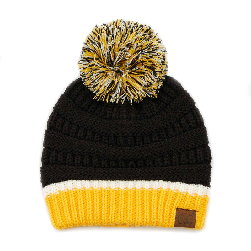 HAT1421/1429 Team Color Ribbed Pom Beanie - MiMi Wholesale