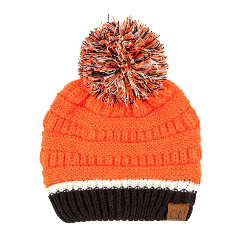 HAT1421/1429 Team Color Ribbed Pom Beanie - MiMi Wholesale