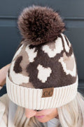 HAT4005 Abstract Camo Pom Beanie - MiMi Wholesale