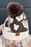 HAT4005 Abstract Camo Pom Beanie - MiMi Wholesale