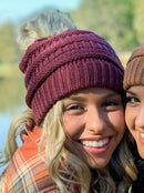 HAT43 Mia Knit Fur Pom Beanie