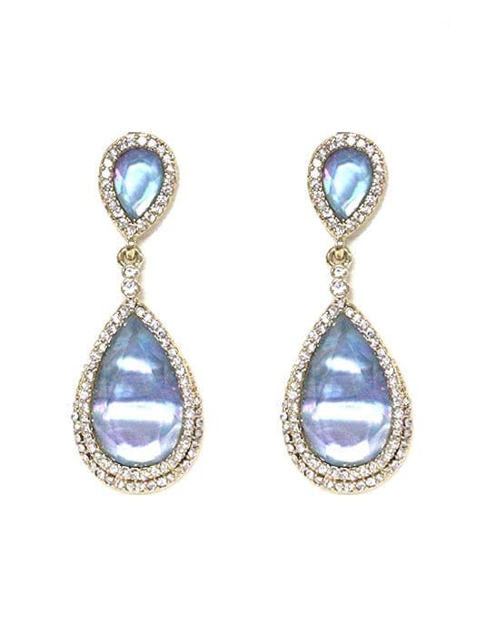 HE2023 Gemstone CZ Teardrop Dangle Earrings - MiMi Wholesale