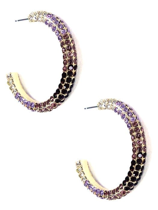 HE2066 Ombre Pave Hoop Earrings - MiMi Wholesale