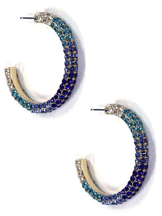 HE2066 Ombre Pave Hoop Earrings - MiMi Wholesale