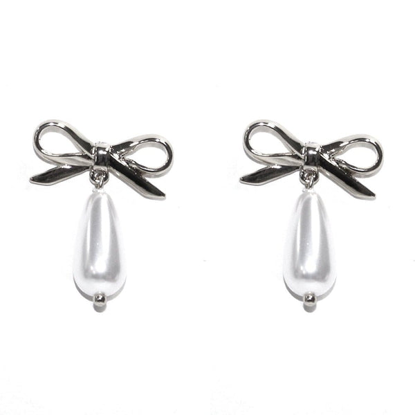 HE4039 Ribbon Pearl Earrings - MiMi Wholesale