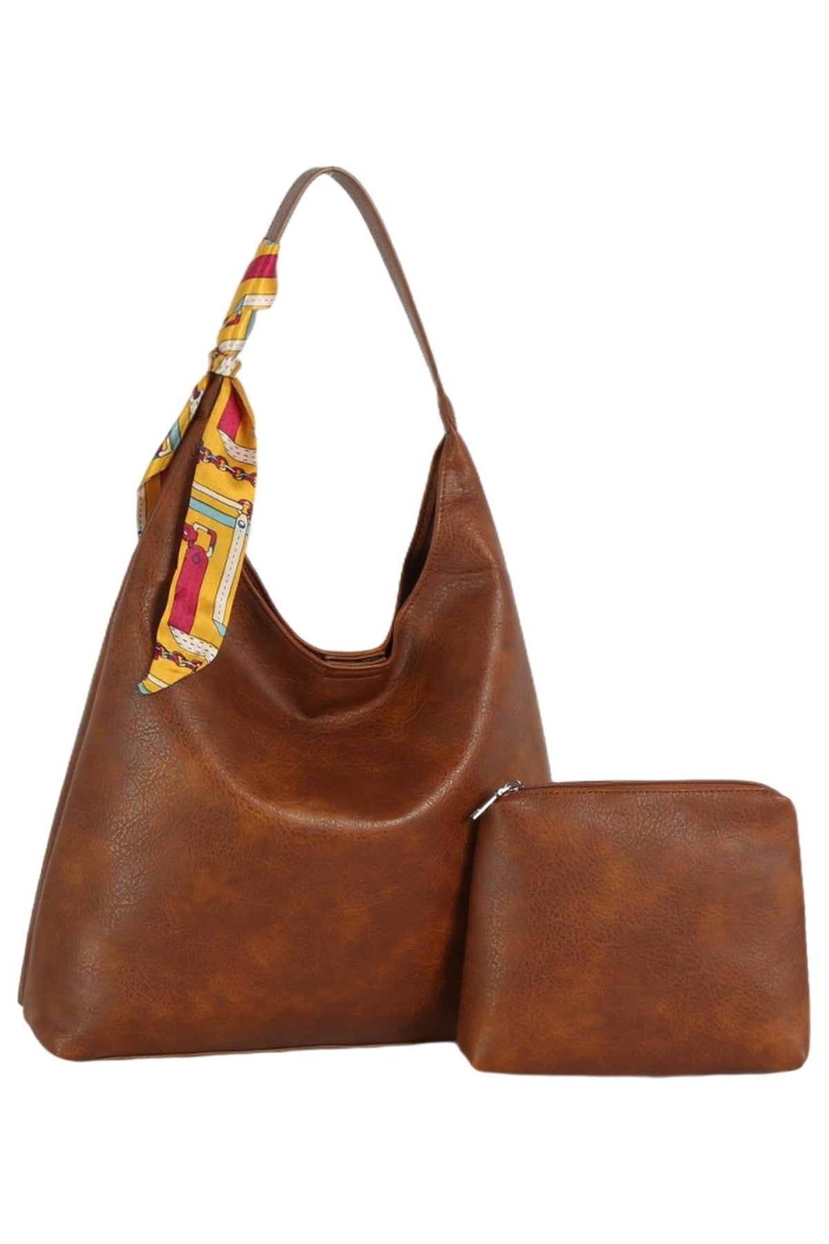 HG-0160 Elise Scarf Accent Hobo Bag with Pouch - MiMi Wholesale