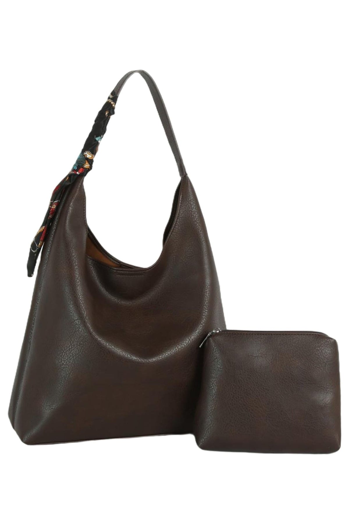 HG-0160 Elise Scarf Accent Hobo Bag with Pouch - MiMi Wholesale