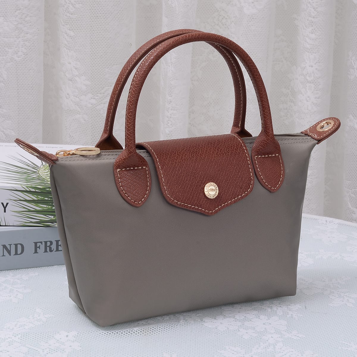 HM782 Britney Nylon Double Handle Crossbody Bag - MiMi Wholesale