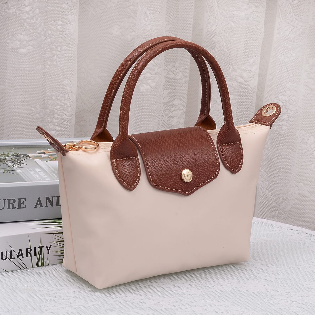 HM782 Britney Nylon Double Handle Crossbody Bag - MiMi Wholesale