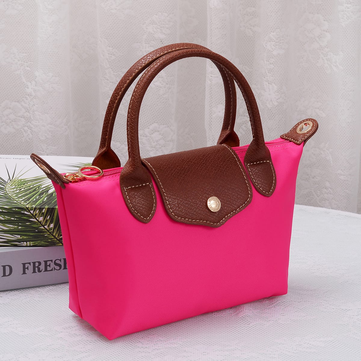 HM782 Britney Nylon Double Handle Crossbody Bag - MiMi Wholesale