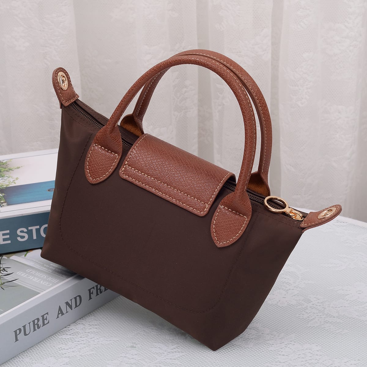 HM782 Britney Nylon Double Handle Crossbody Bag - MiMi Wholesale