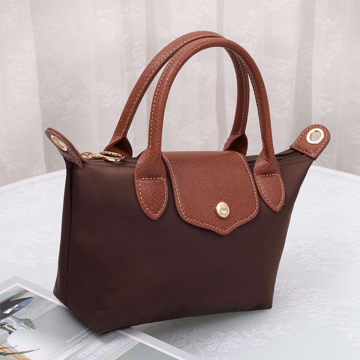 HM782 Britney Nylon Double Handle Crossbody Bag - MiMi Wholesale
