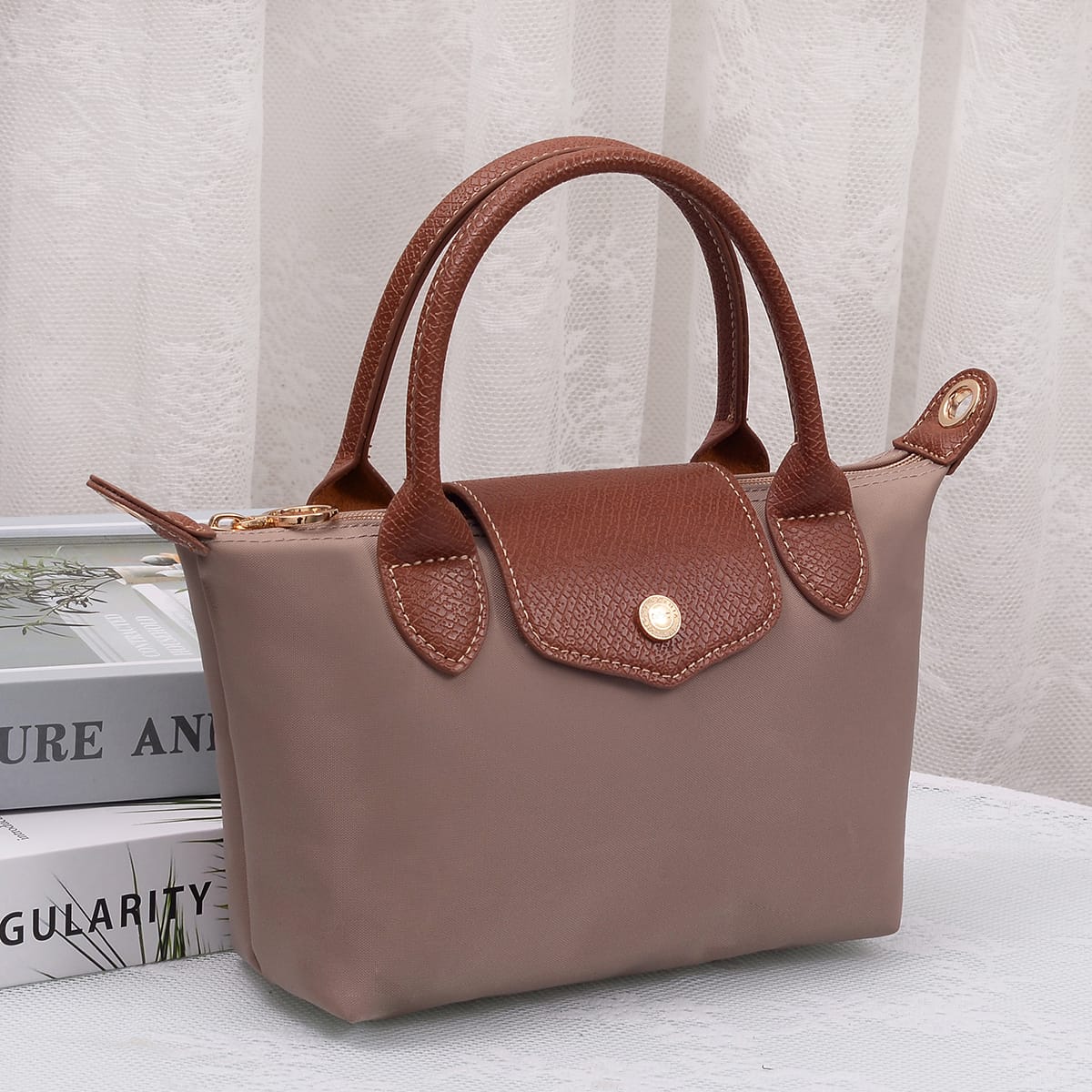 HM782 Britney Nylon Double Handle Crossbody Bag - MiMi Wholesale