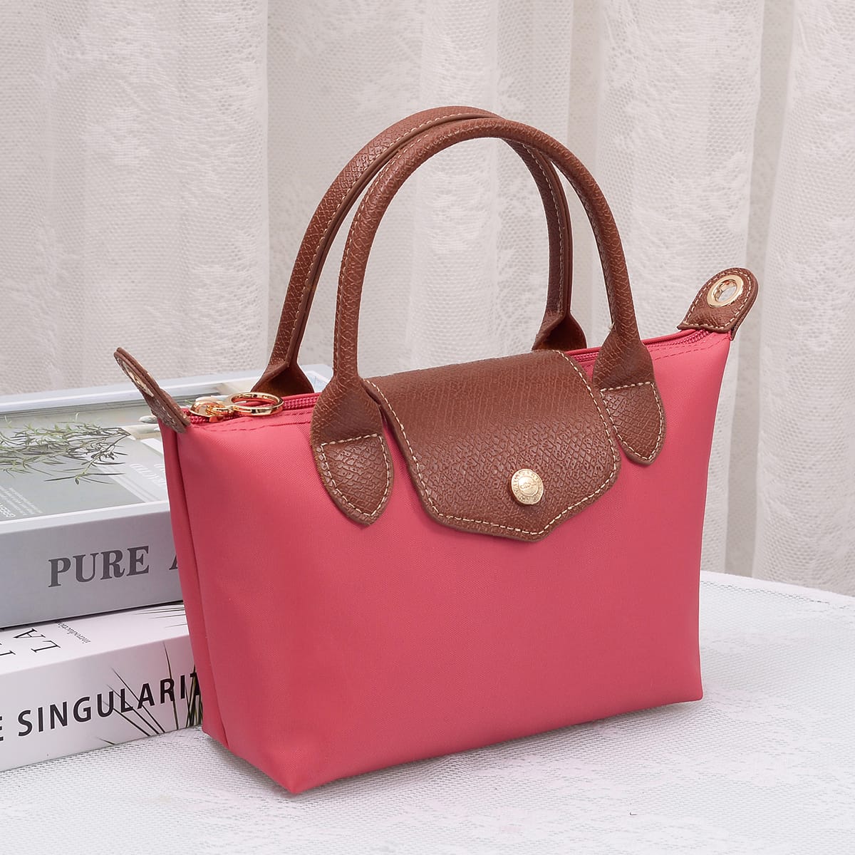 HM782 Britney Nylon Double Handle Crossbody Bag - MiMi Wholesale