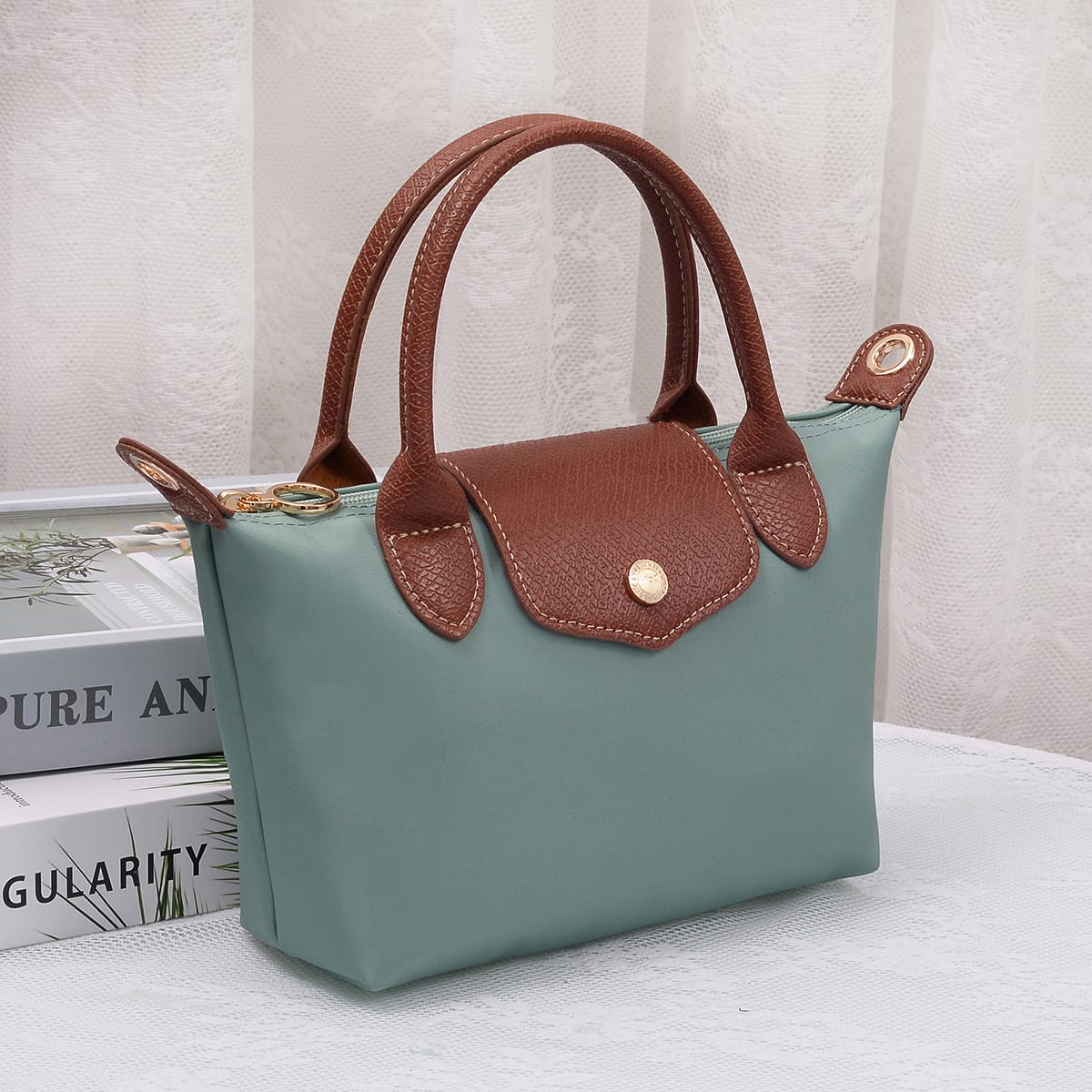 HM782 Britney Nylon Double Handle Crossbody Bag - MiMi Wholesale