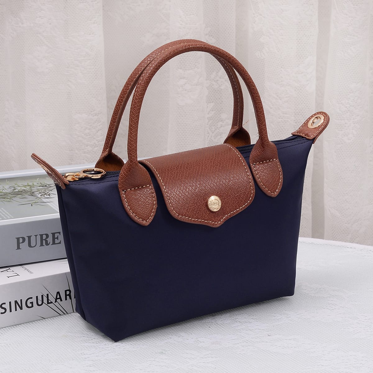 HM782 Britney Nylon Double Handle Crossbody Bag - MiMi Wholesale