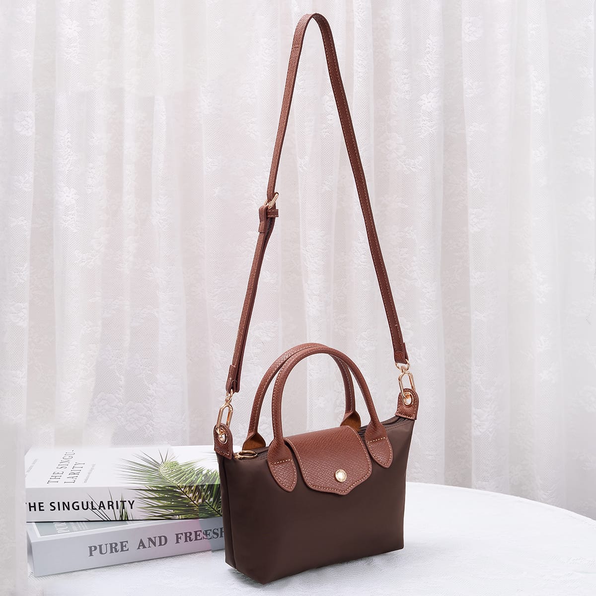 HM782 Britney Nylon Double Handle Crossbody Bag - MiMi Wholesale