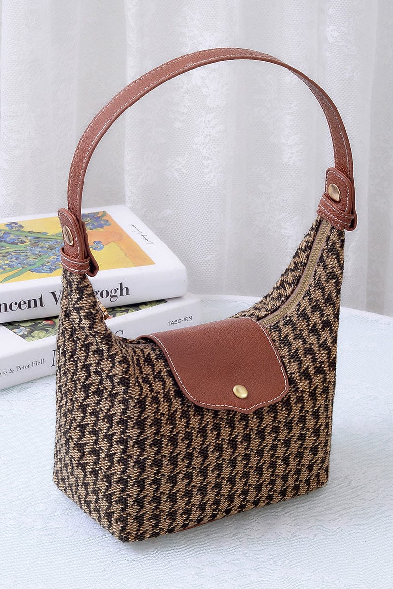 HT780 Houndstooth Convertible Clutch/Shoulder/Crossbody Bag - MiMi Wholesale