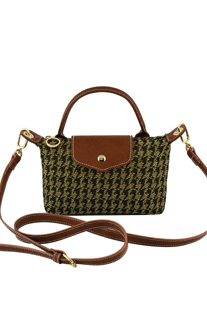 HT781 Houndstooth Mini Crossbody Bag - MiMi Wholesale