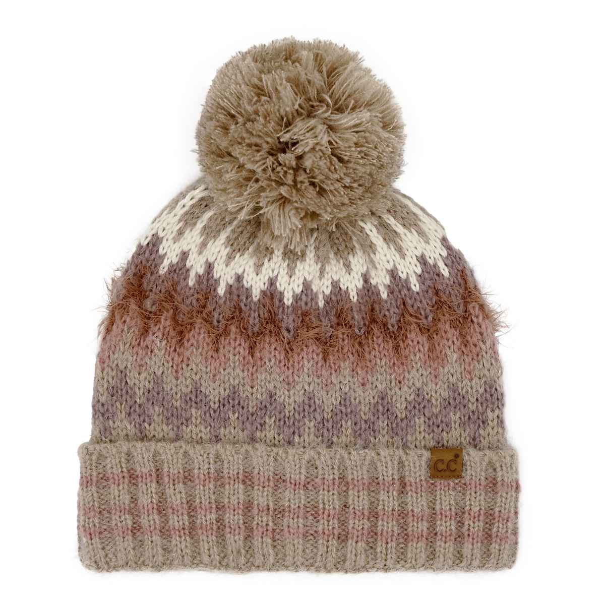 HTC0060 Multi Color Chevron Yarn Beanie - MiMi Wholesale