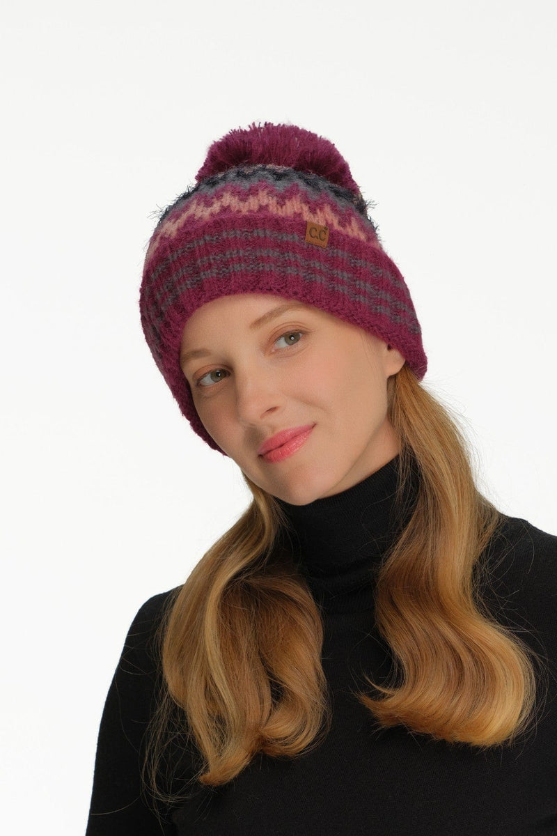 HTC0060 Multi Color Chevron Yarn Beanie - MiMi Wholesale