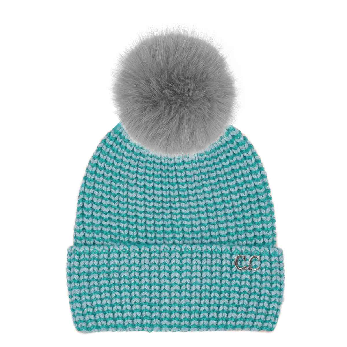 HTC0064 Two Tone Angora Cuff Beanie - MiMi Wholesale