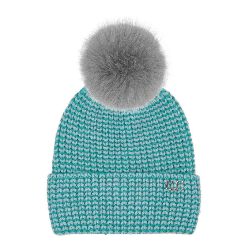 HTC0064 Two Tone Angora Cuff Beanie - MiMi Wholesale