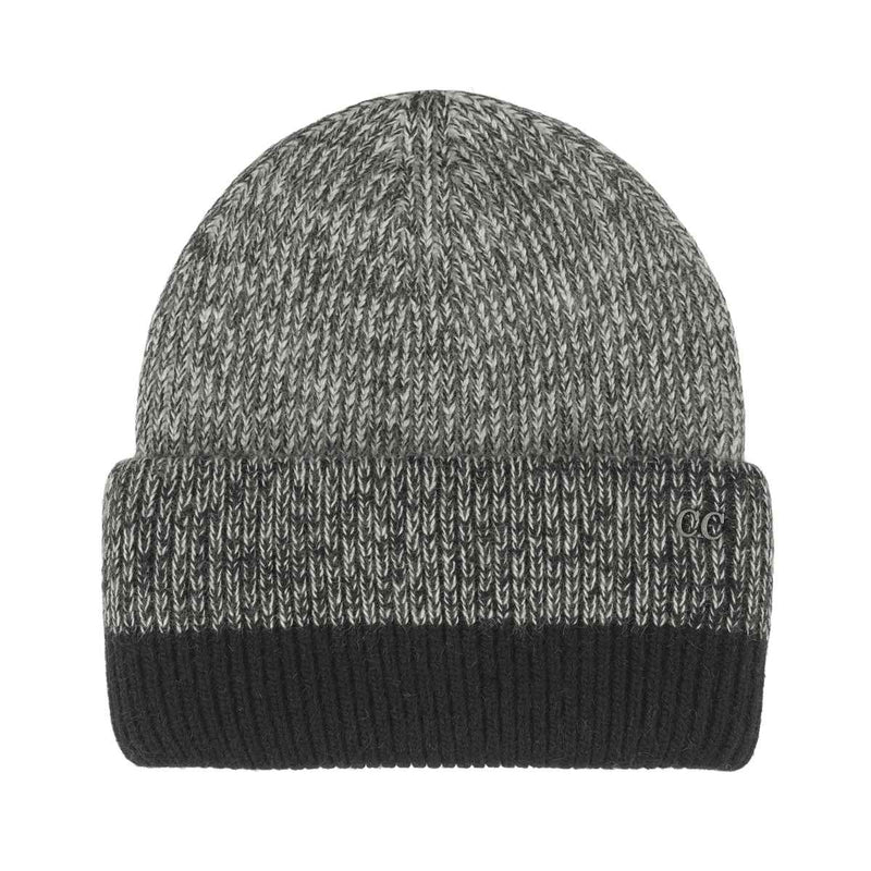 HTC0068 Two Tone Heather Stripe Cuff Beanie - MiMi Wholesale