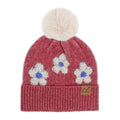 HTC0079 Darla Daisy Contrast Fur Pom Beanie - MiMi Wholesale