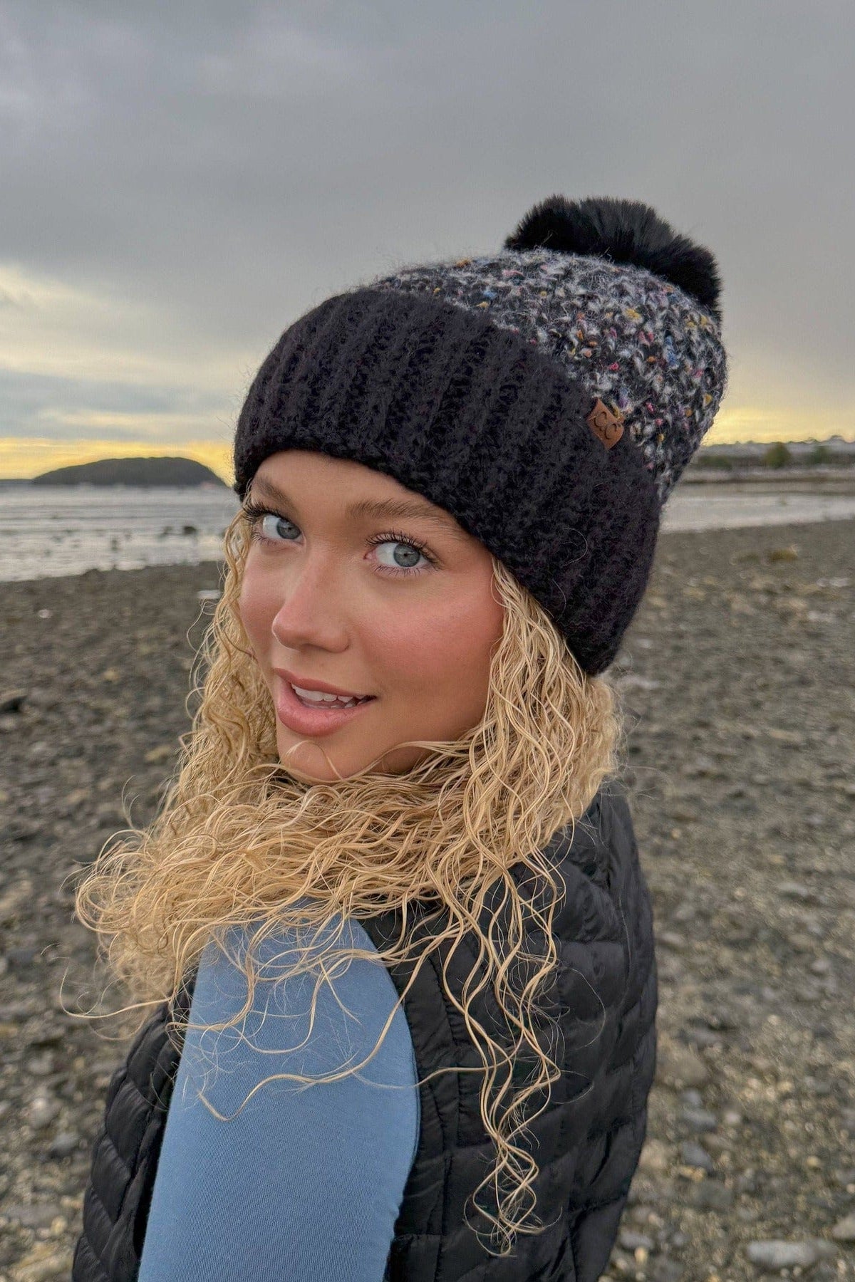 HTC0083 Colorful Confetti Pom Beanie - MiMi Wholesale