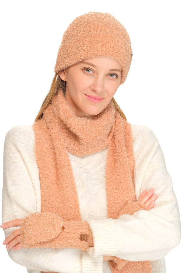 HTC0118 Metallic Eyelash Cuff Beanie - MiMi Wholesale