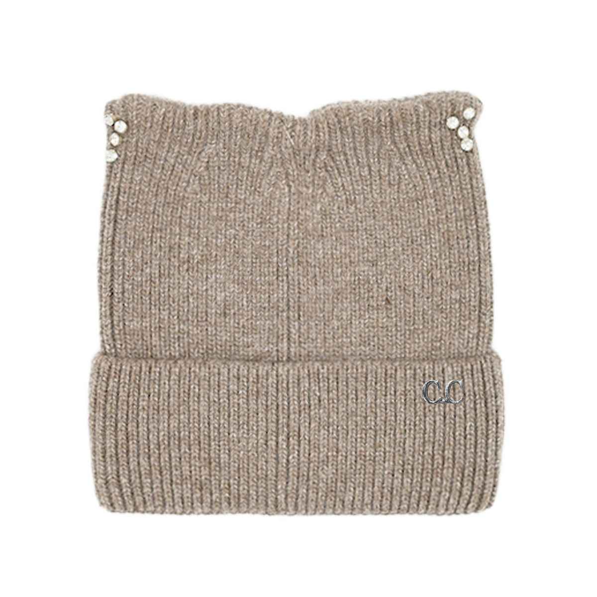 HTC0140 Rhinestone Cat Ear Cuff Beanie - MiMi Wholesale